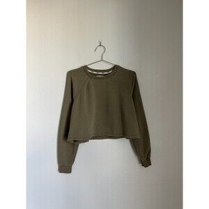Madewell Women's MWL Airyterry Crop Sweatshirt in Olive Green Size XXS